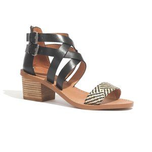 Madewell Lora Black Leather Ankle Wrap Sandals 6.5